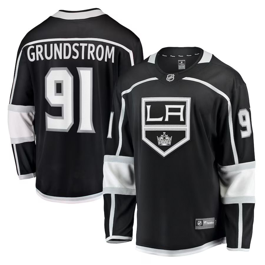 Men Los Angeles Kings #91 Carl Grundstrom Fanatics Branded Black Home Breakaway Player NHL Jersey->los angeles kings->NHL Jersey